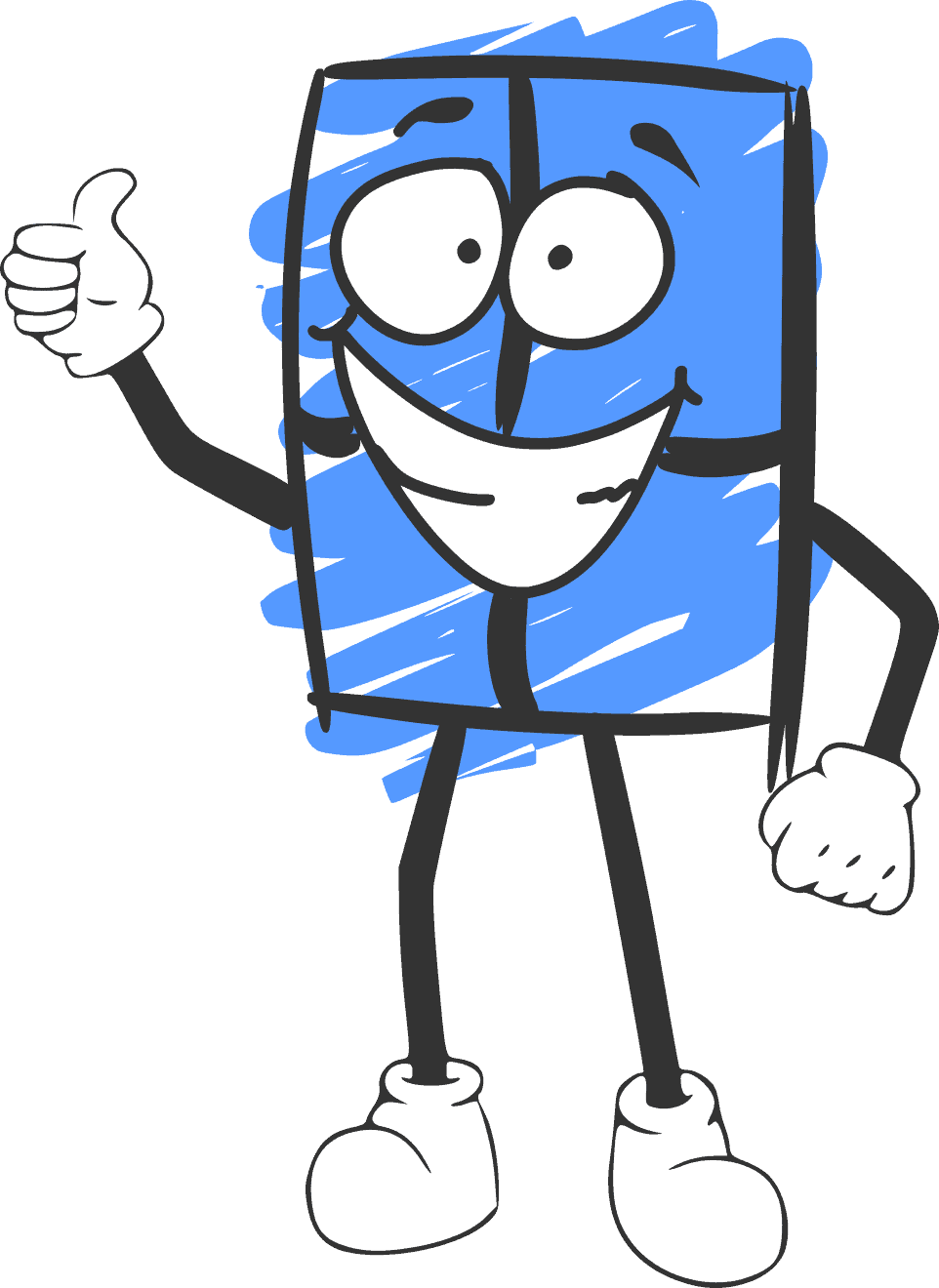 Friendly cartoon window character giving a thumbs up for easy window replacement services.